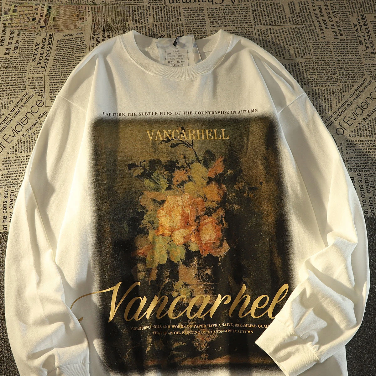 

Свитер с рисунком масляной живописи в американском стиле для мужчин и женщин, тонкий Свободный Топ в стиле ретро, в европейском и американском стиле, одежда k-pop, осень