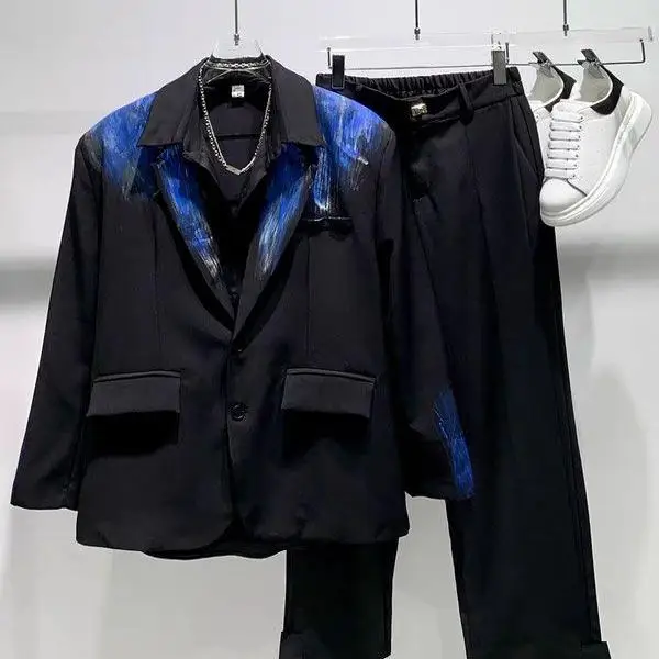 Осень и зима новый черный мужской продвинутый дизайн граффити корейский