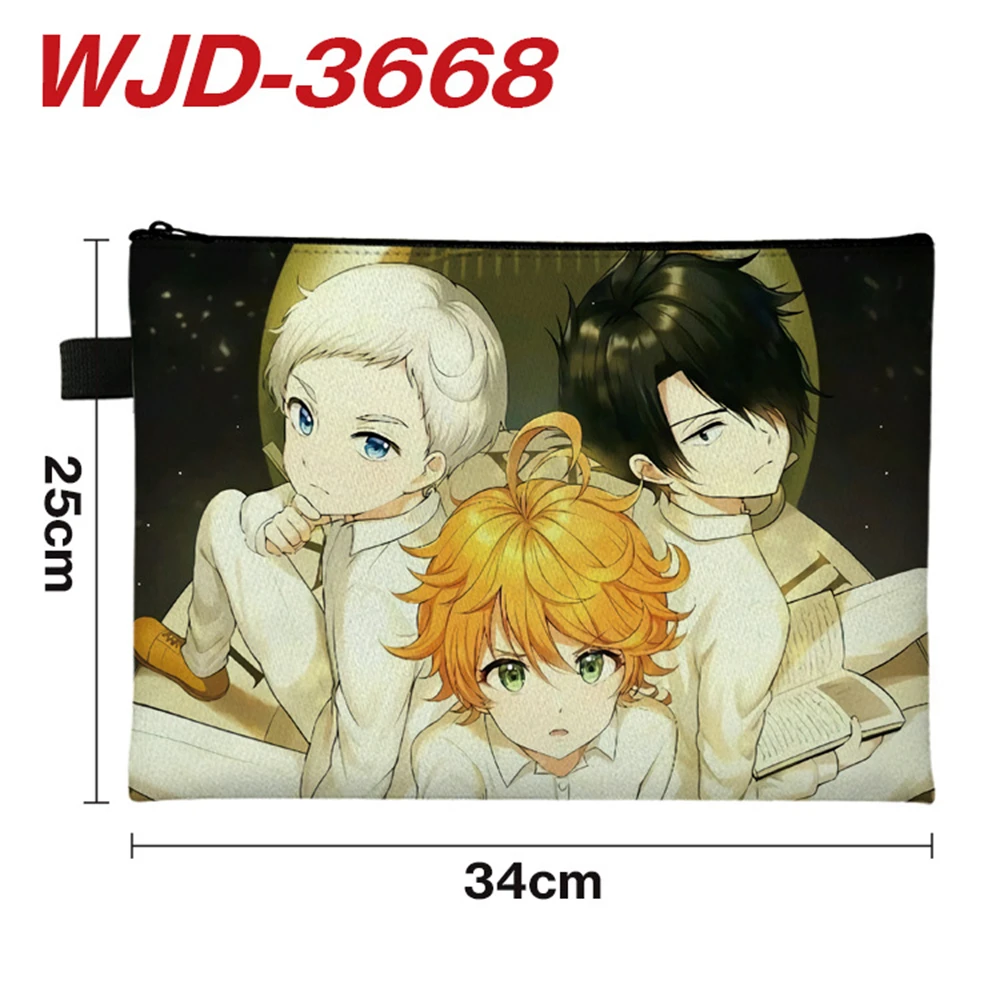 

Promised Neverland Printing Archives Bags Zip Document Pouch Oxford Cloth File Pocket Student Test Paper Stationery Storage Bag