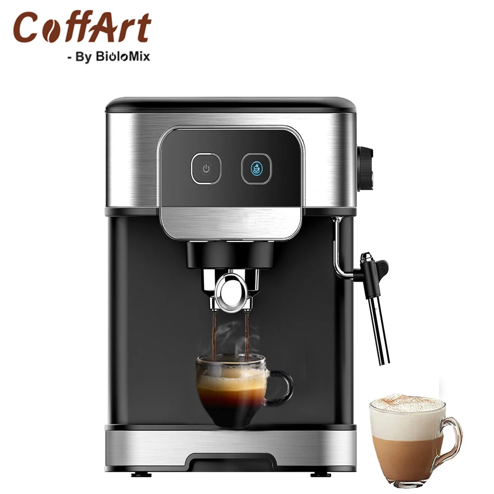 

Coffart By BioloMix 1200W 20 Bar Espresso Coffee Machine Instant Preheat with Milk Frother Cafetera Cappuccino Hot Water Steam