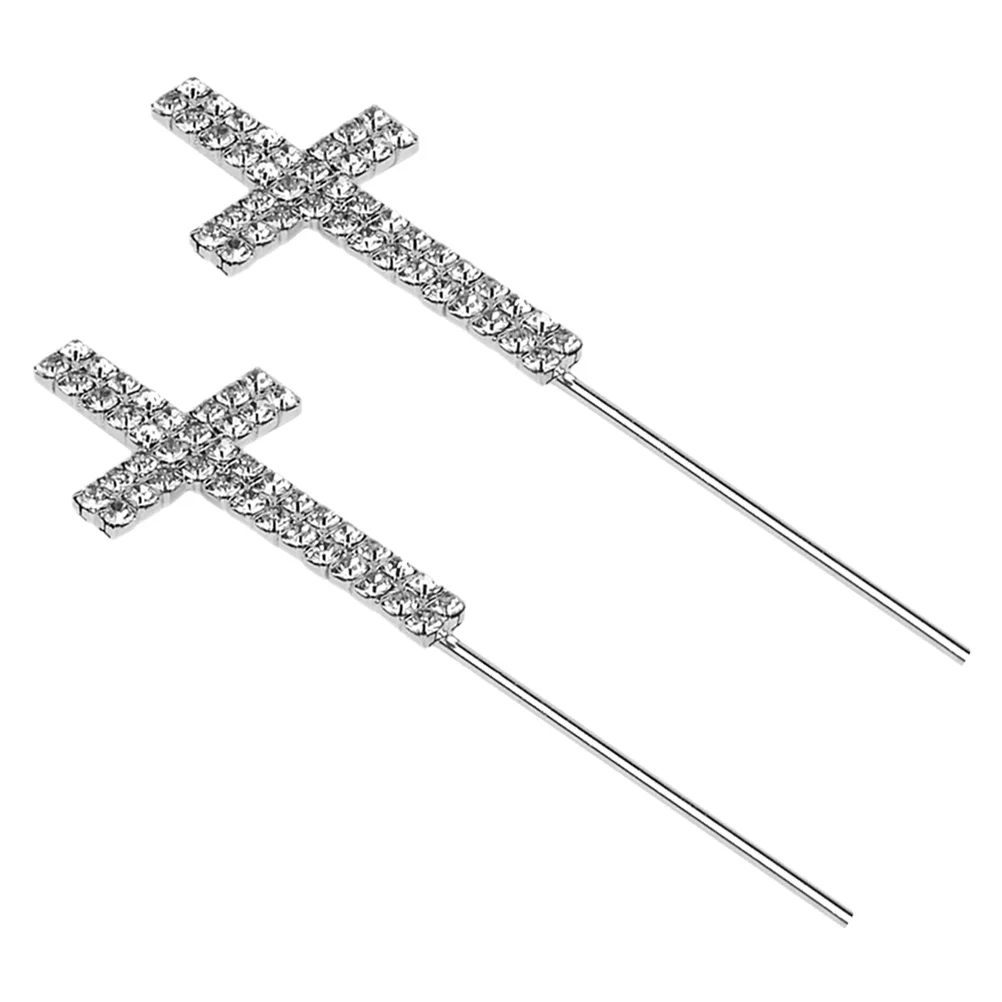 

2 Pcs Wedding Topper Cross Party Favors Decorate Funny Cupcake Picks Party Fruit Picks Faith Cross Party Decorations