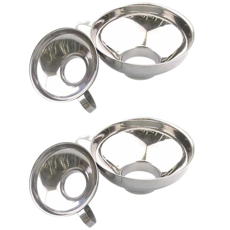 

4 Pcs Set Funnel For Wide And Regular Jars Useful Stainless Steel Wide Mouth Canning Funnel Large Mouth Funnels