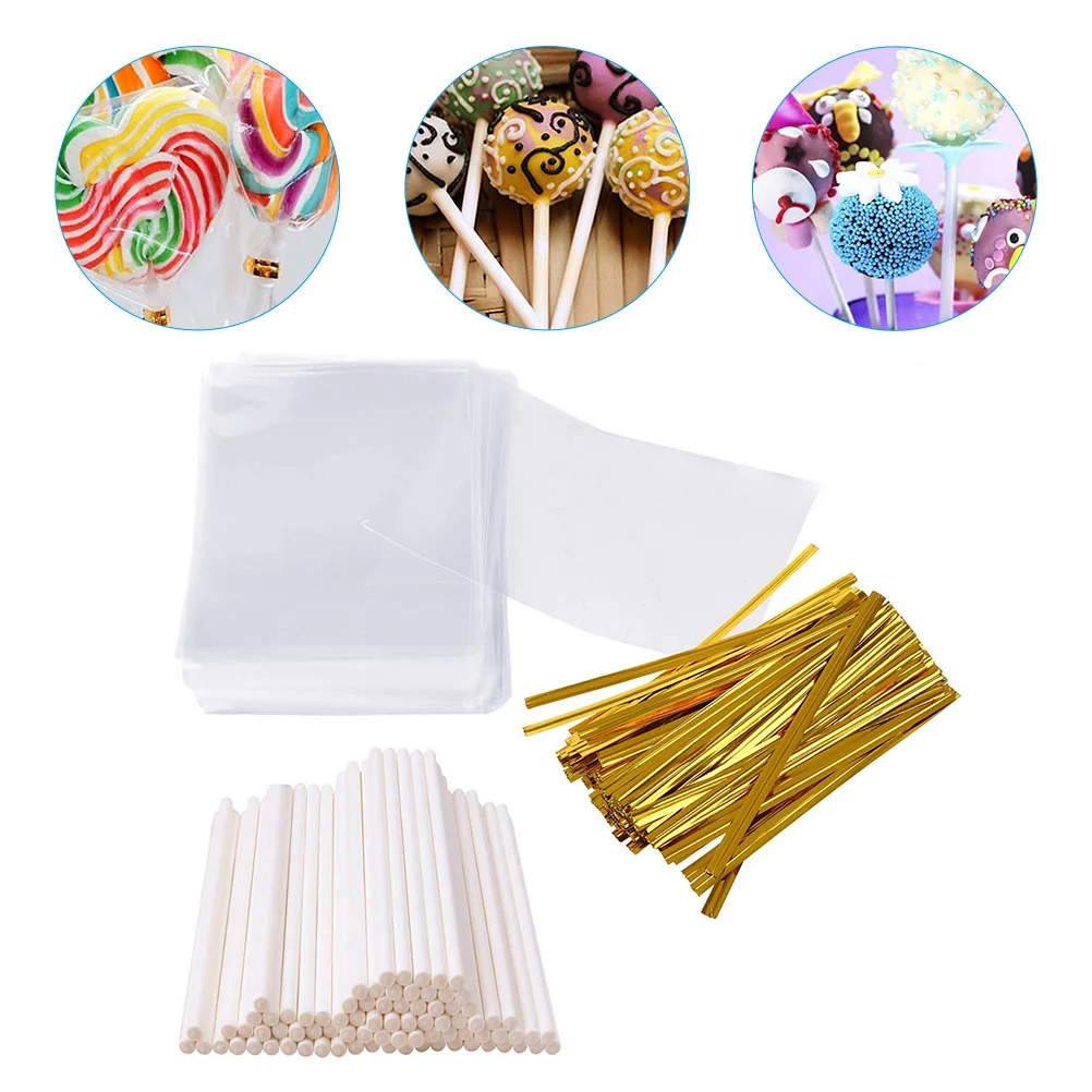 

2 Sets Kids Treats Bags Candy Sticks with Bag Party Lollipop Wrapper Lollipop Packing Set