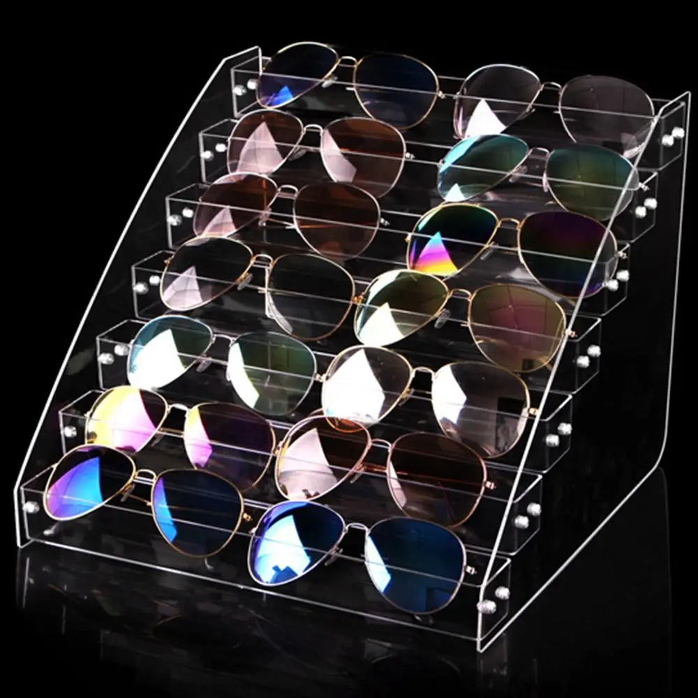 

Nail Polish Shelf Storage Box Transparent Acrylic Stand Jewelry Organizer Sunglass Display Rack Glasses Frame Tray