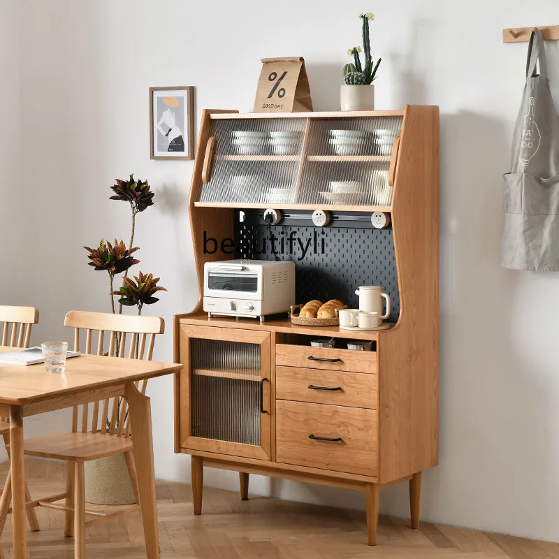 Скандинавский деревянный боковой шкаф из черного ореха электрическая горка