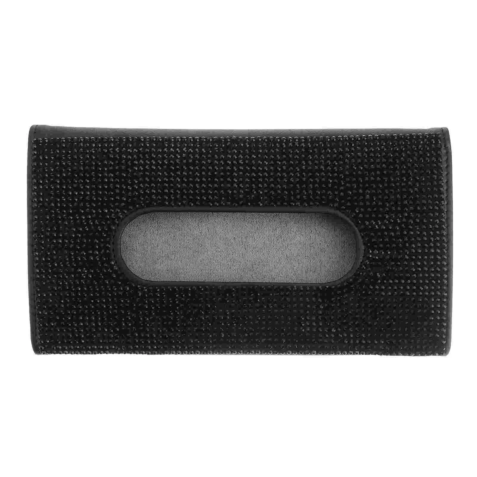

Car Tissue Box Diamond Decorative Holder PU Hanging Paper Towel Visor Case