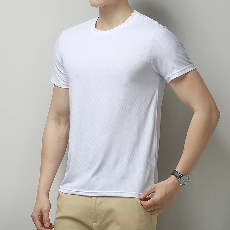 New Men'S Loose Breathable Versatile Fashion Outdoor Ice Silk Quick Drying T-Shirt Summer Thin Sports Leisure Fitness Top