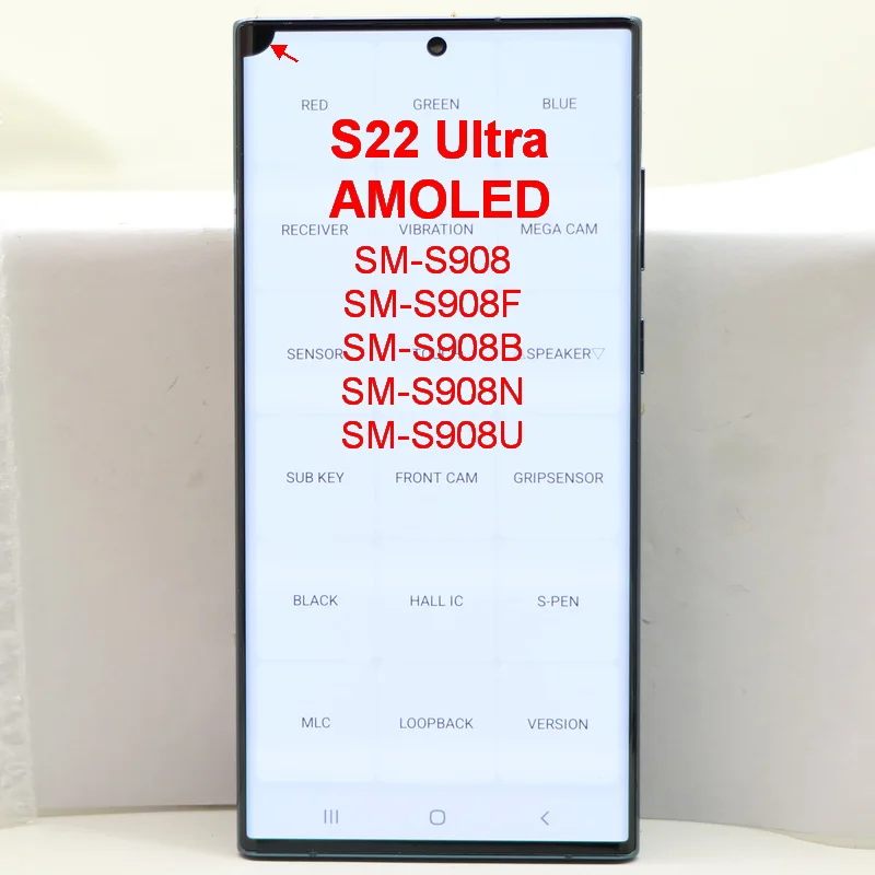 Фото Экран AMOLED S22 Ultra 5G для Samsung Galaxy S22 Ultra 5G S908B S908B/DS, ЖК-дисплей, цифровой сенсорный экран, замена №1
