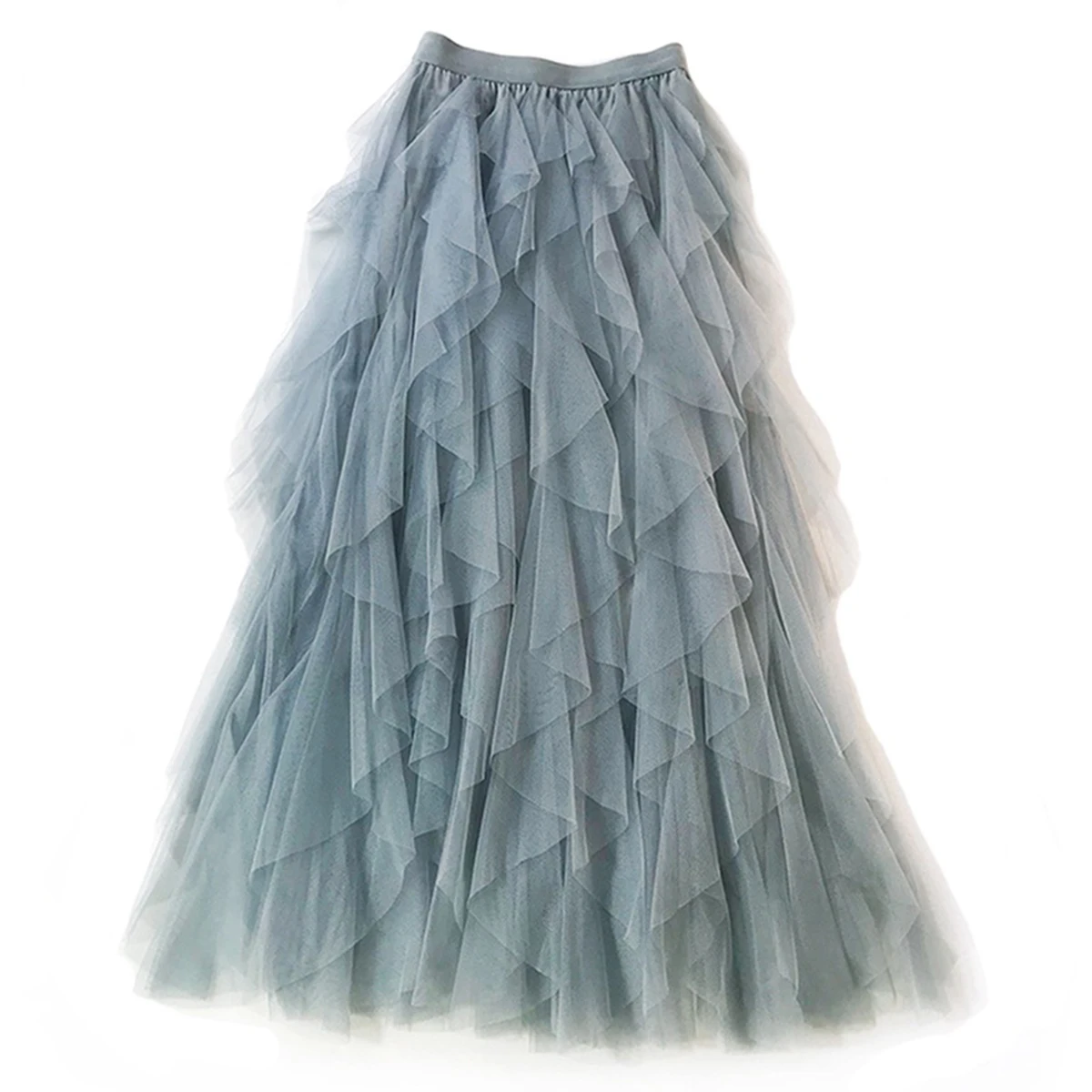 

Oshoplive летняя женская модная однотонная Асимметричная сетчатая юбка с эластичной высокой талией длинные юбки для женщин