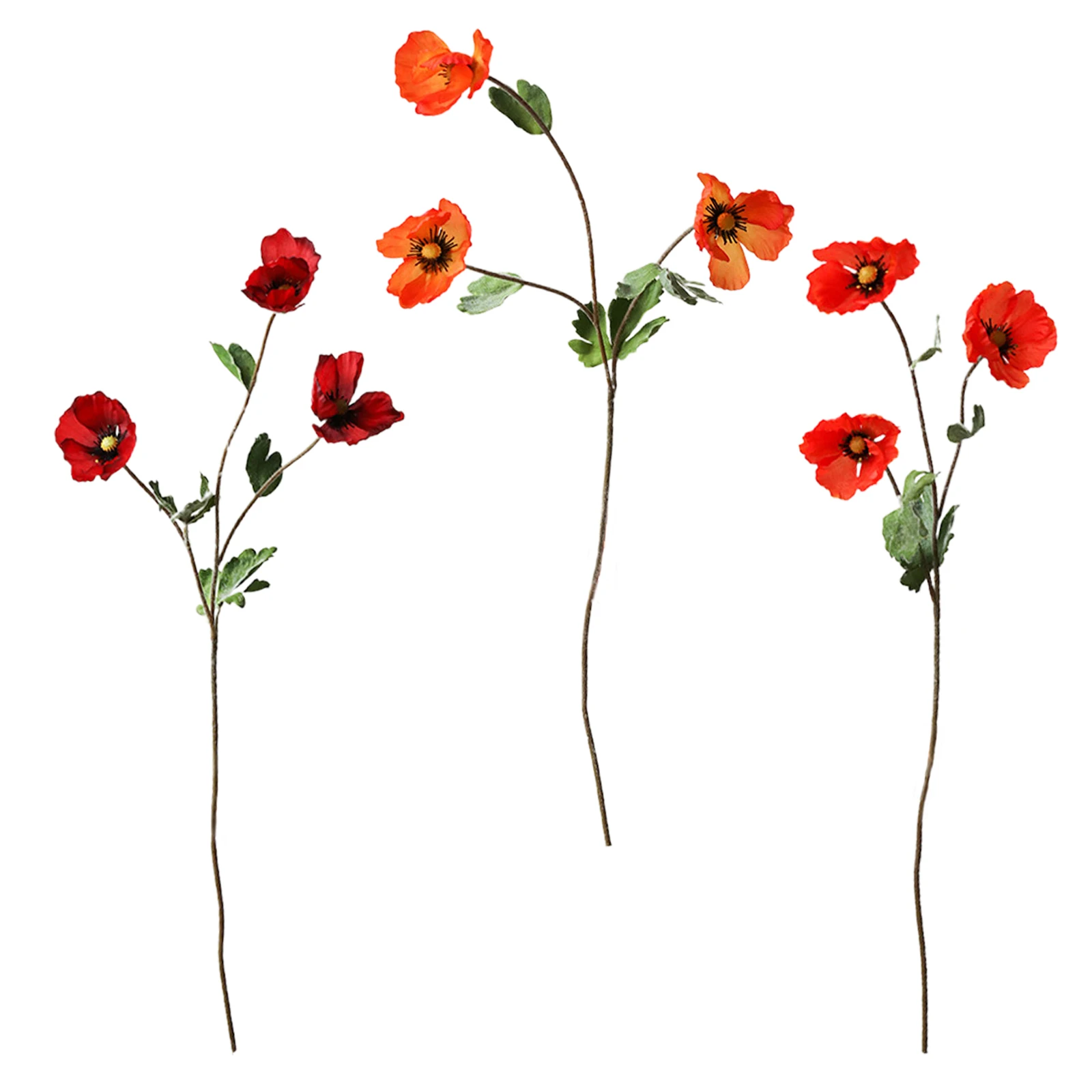 

Artificial Poppy Silk Red Flower Faux Flowers Bouquet for Home Wedding Party Decoration Real Touch Fake Poppy Flower Stem Picks