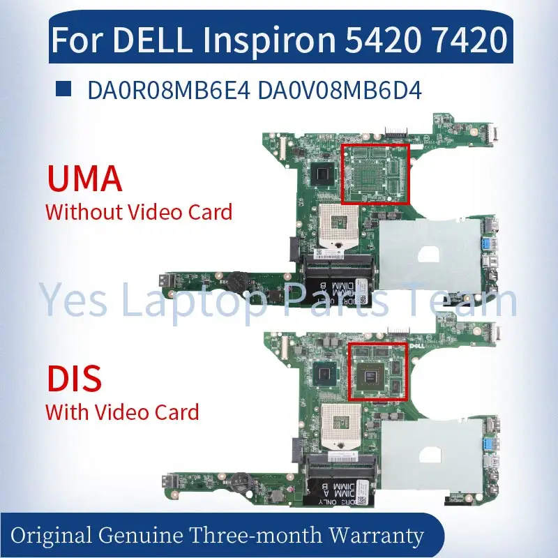 Материнская плата DA0R08MB6E4 DA0V08MB6D4 DA0R08MB6E2 для ноутбука DELL Inspiron 5420 7420, материнская плата 0KD0CC 0HMGWR 03C38H SLJ8C, материнская плата для ноутбука