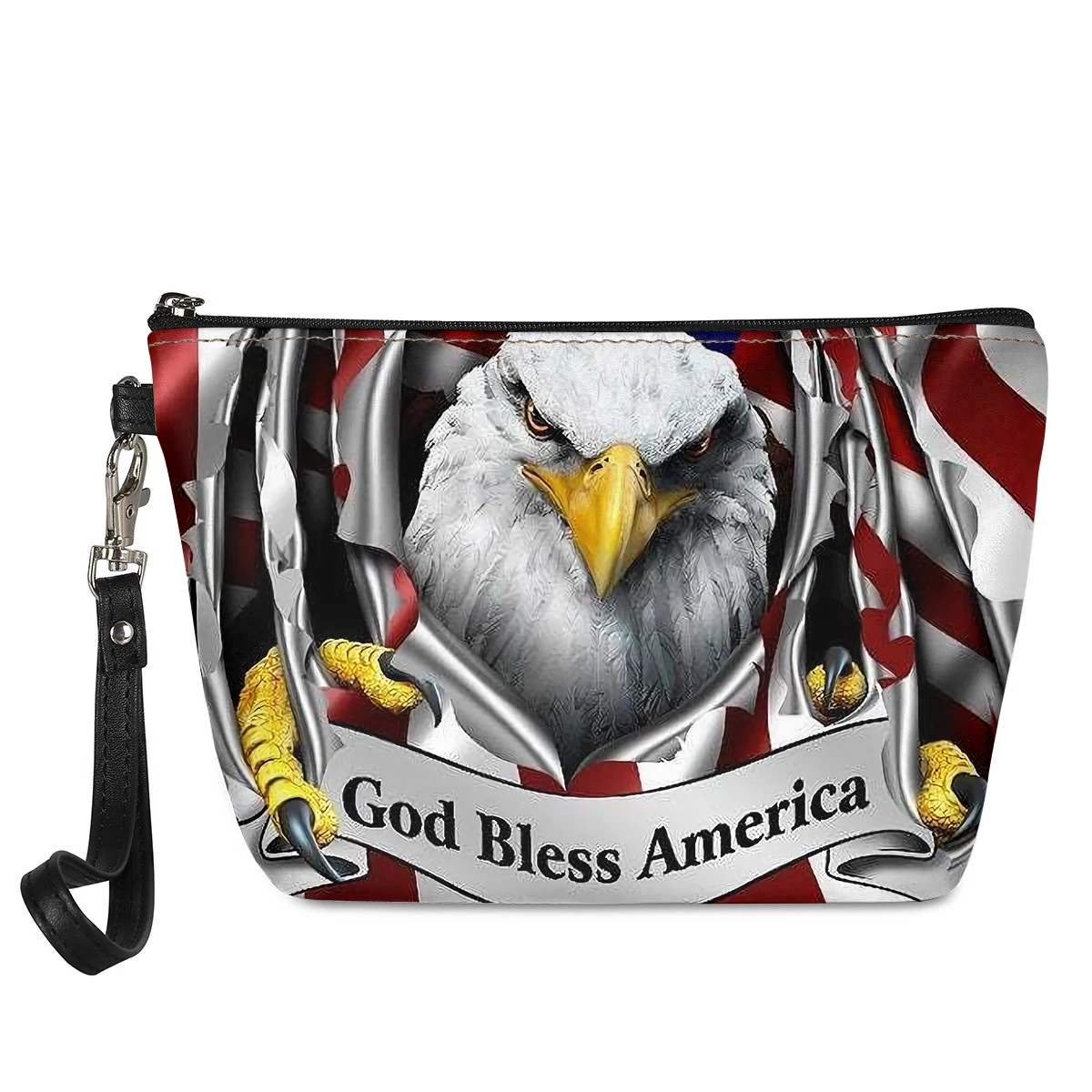 

Hawk Eagle US Print Leather Makeup Bags Women Cosmetic Case Travel Cosmetic Bag Small Storage Bag Organizer Ladies Make Up Bag