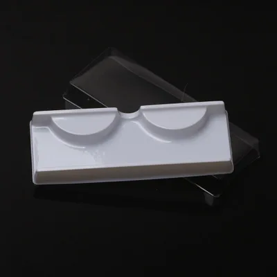 

50sets packing Box Flat eyelashes packaging transparent lid beige pink custom Fake eyelash Tray Storage cover single Case Tool