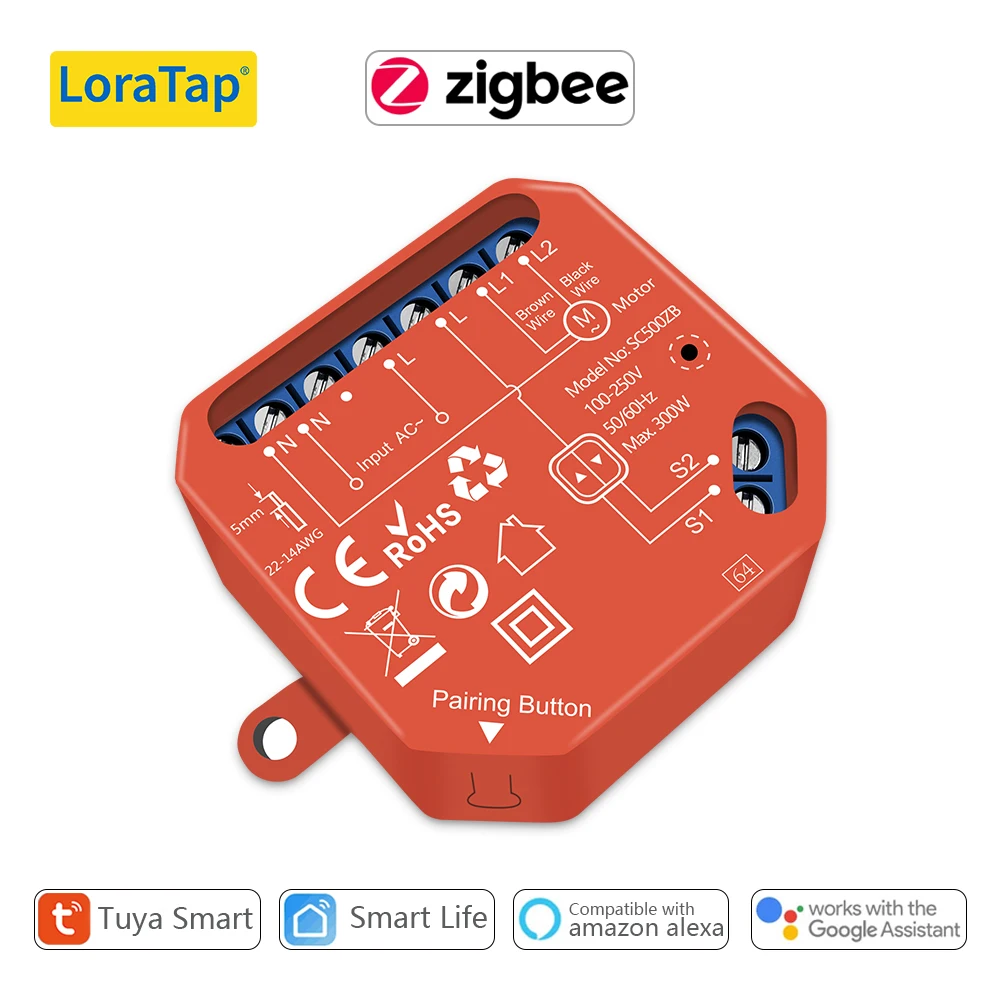LoraTap ZigBee 3,0 модуль переключателя штор для жалюзи двигателя затвора Tuya умная работа с Alexa Google Home Zigbee2MQTT DIY