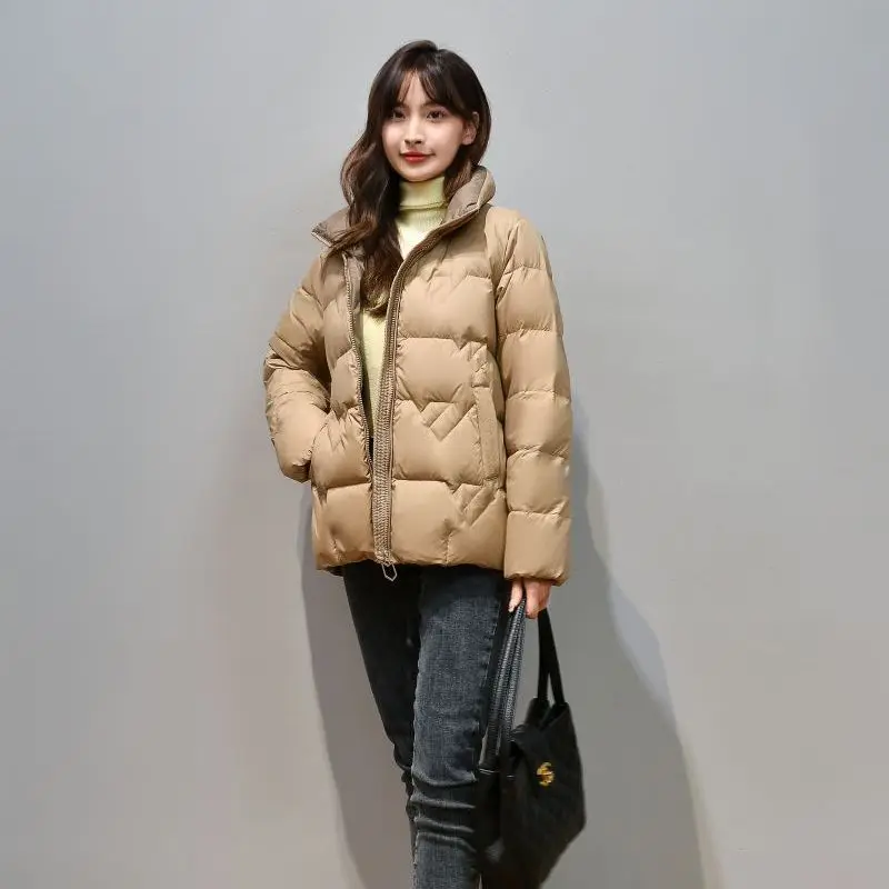 Lapel Collar Women Warm White Duck Down Jacket Loose Winter Warm Thick Outwear Coat Korean Style 2023 New Down Zipper M15