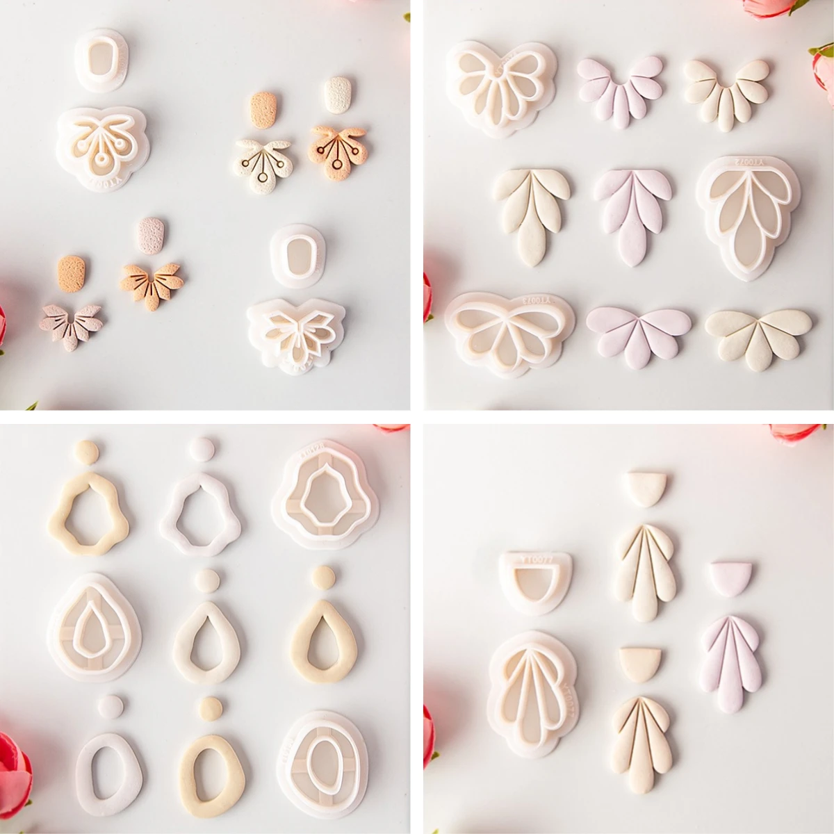 Mini Flower Polymer Clay Cutter Earrings Soft Pottery Mold Creative Retro Jewelry Pendant DIY Clay Modeling Die Cutting Tool