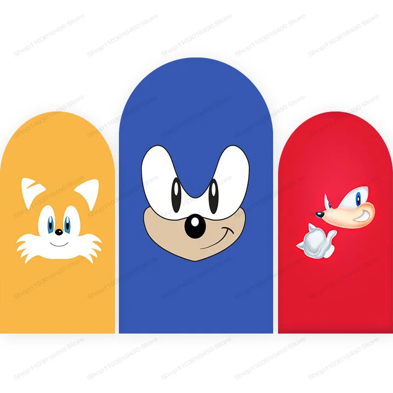 The Blue Sonics Arch Backdrop Birthday Party Decoration For Boys Doublesides Photography Background Polyester Studio Props