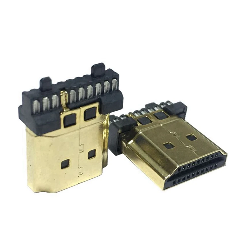 Совместимый с HDTV штекер позолоченный HDMI 19-контактный разъем проводная пайка