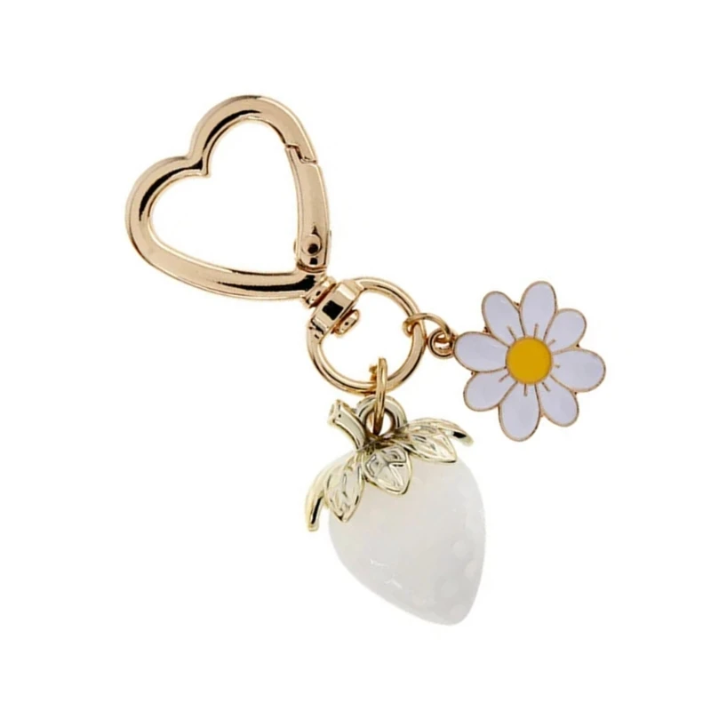 Модная сумка с цветком клубники очаровательное портативное украшение для ключей