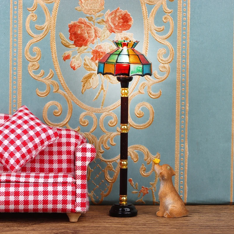 

Dollhouse Accessories Miniature Colored LED Floor Lamp Standing Lamp With Battery Table Home Decor Pretend Toys