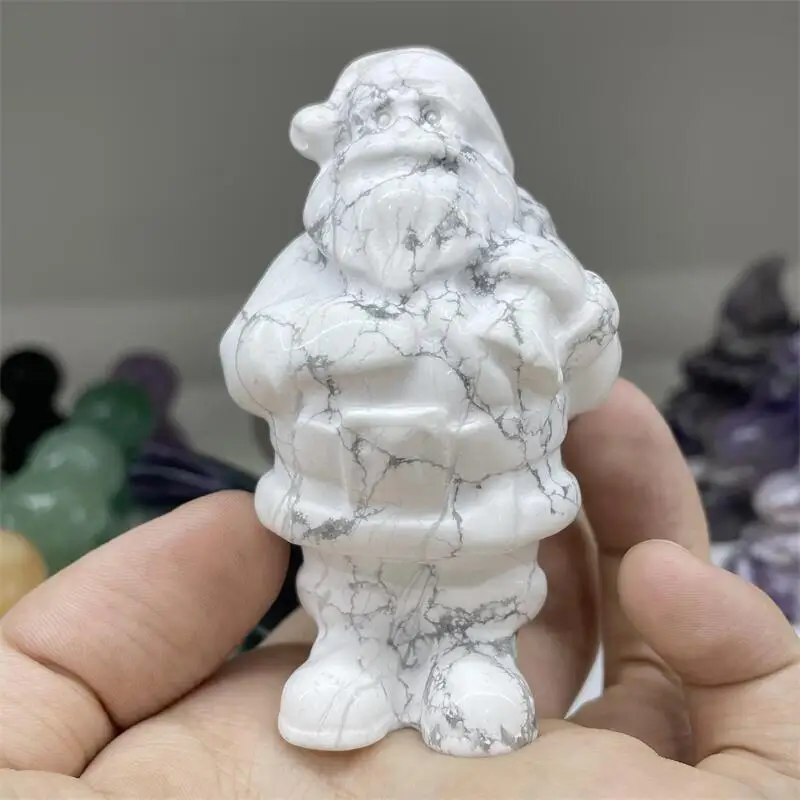 

Natural Crystals Howlite Santa Claus Carving Crafts As Christmas Gifts For The Children Or Home Decoration 1pcs