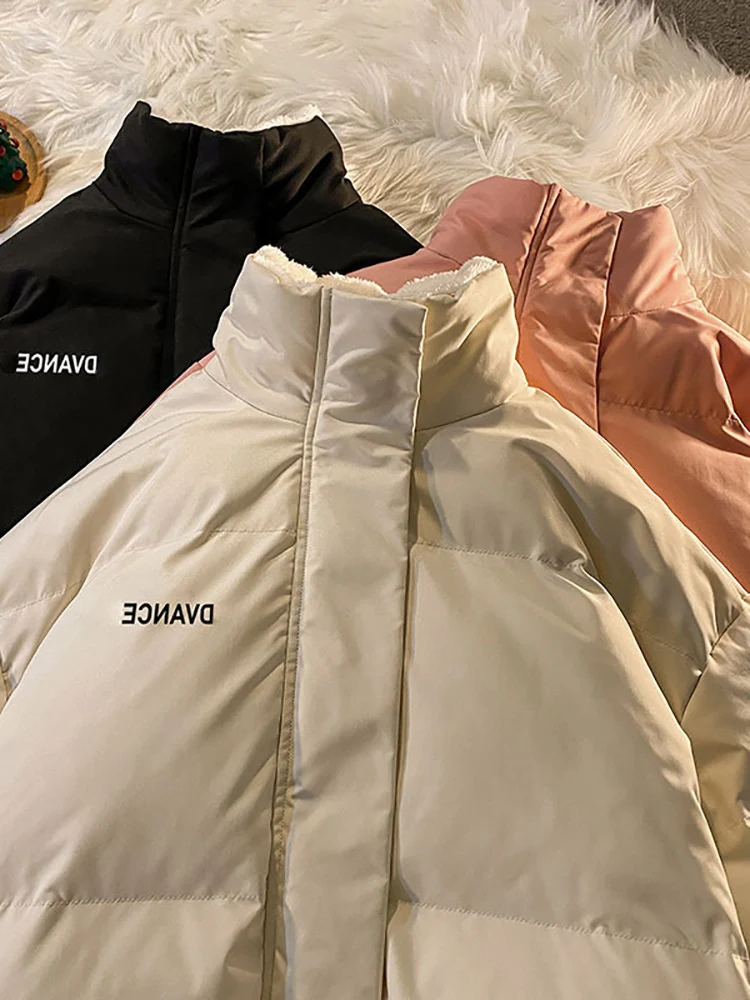 AOSSVIAO Women Thicken Parka Stand Collar Fleece Cotton Padded Jackets Letter Fashion Female Thicken Winter Coats 2022 New