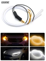 6045cm drl flexible led tube strip white daytime running light turn signal guide strip headlights assembly car accessories 12v