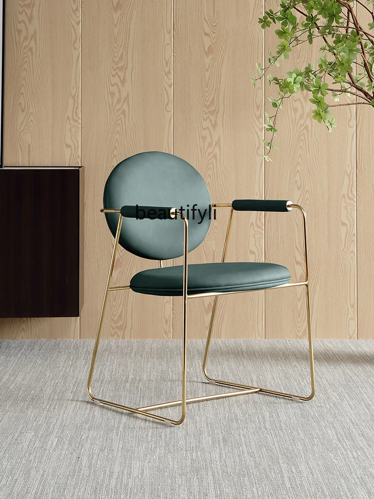 

zqItalian-Style Light Luxury Dining Chair Home Post-Modern Simple Hotel Coffee Shop Dressing Leather Chair