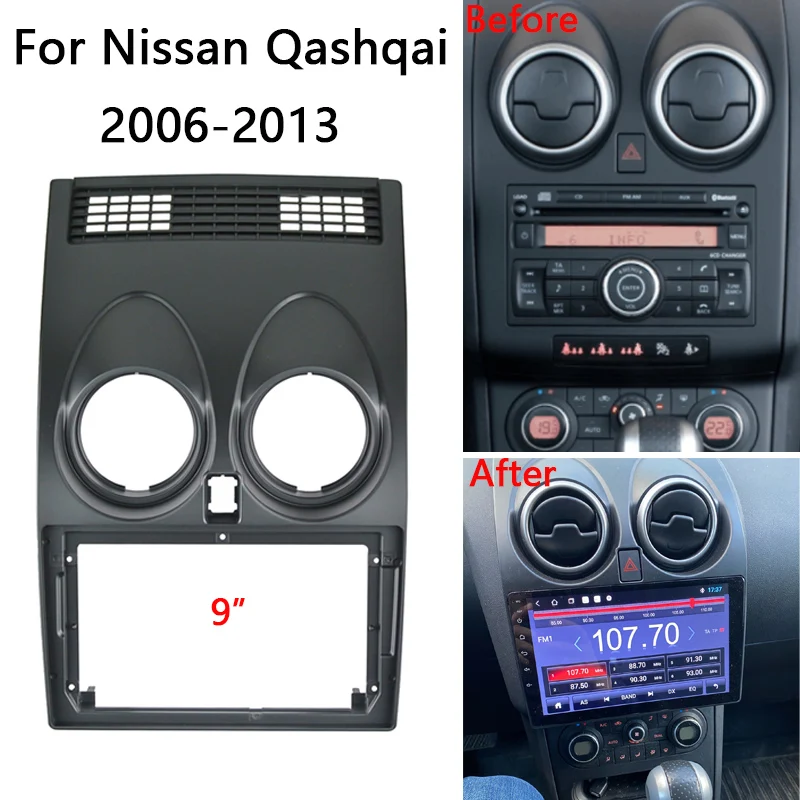 

9 inch 2din android Car Radio Fascia Kit For NISSAN Qashqai 2006-2013 Auto Stereo car Panel Mounting Head Unit Fascia Trim Bezel