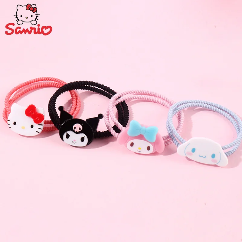 Купи Genuine Sanrio Series Headrope Cute Face Hairband Cinnamoroll Melody Kuromi Kawaii Cartoon Cute Double Ring Hair Rope Tie Hair за 196 рублей в магазине AliExpress