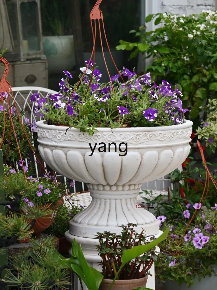 Левый цветочный горшок большого диаметра цветочное зеленое растение украшение в