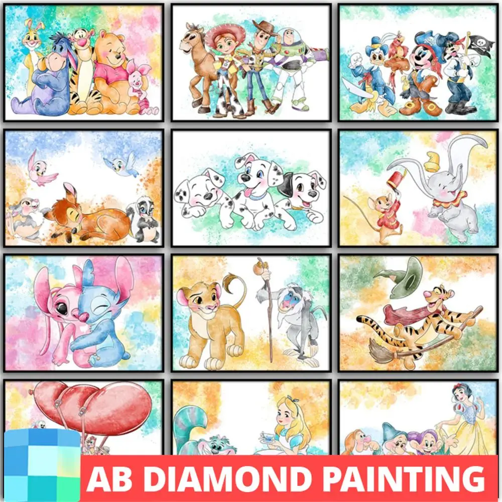 

AB DIY Diamond Painting Disney Mickey Mouse Bambi Dumbo Winnie the Pooh Full Round Square Diamond embroidery Cross stitch mosaic