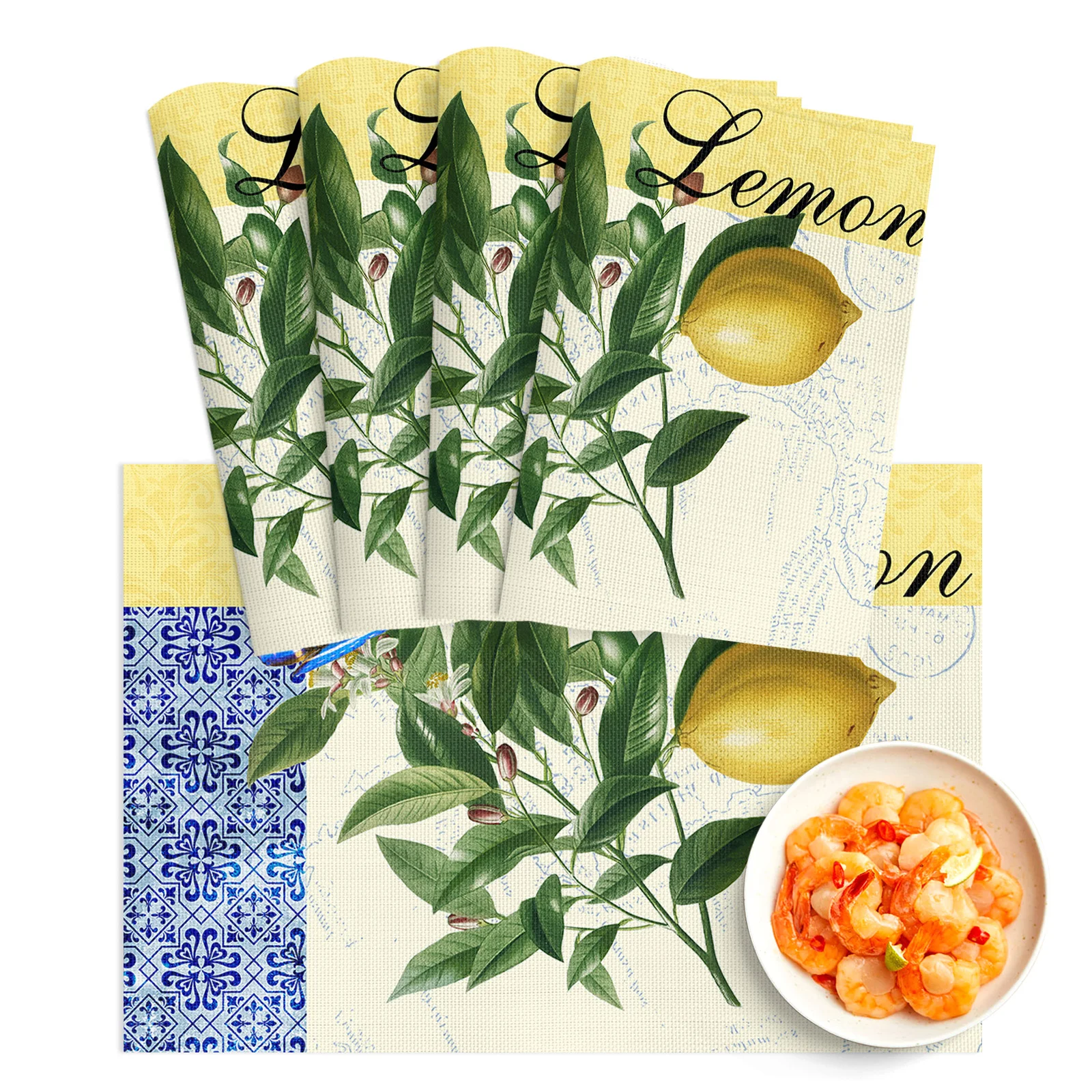 

4/6pcs Placemat Moroccan Pattern Butterfly Lemon Restaurant Kitchen Accessories PVC Dining Table Mats Disc Bowl Coaster Pad