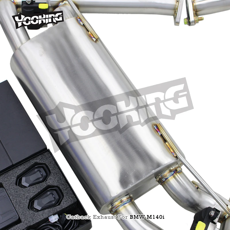 Фото Выхлопные трубы YK Catback из нержавеющей стали для BMW M140/M140i F20 B58 3.0T 2017-2019 с клапанами и комплектом дистанционного управления №4