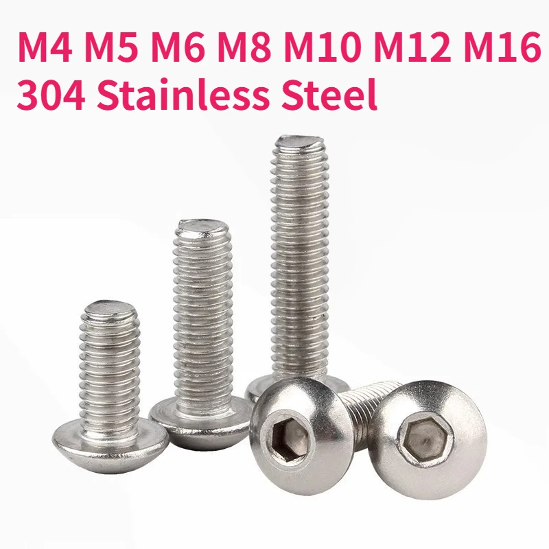 

M4 M5 M6 M8 M10 M12 M16 304 A2 Винт с круглой шестигранной головкой из нержавеющей стали Винты с шестигранной головкой