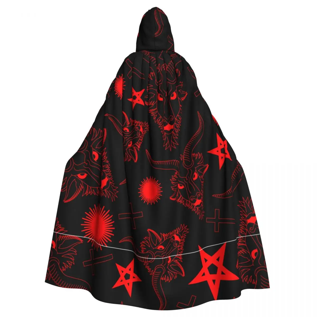 

Baphomet Satan With Goat Head Hooded Cloak Polyester Unisex Witch Cape Costume Accessory