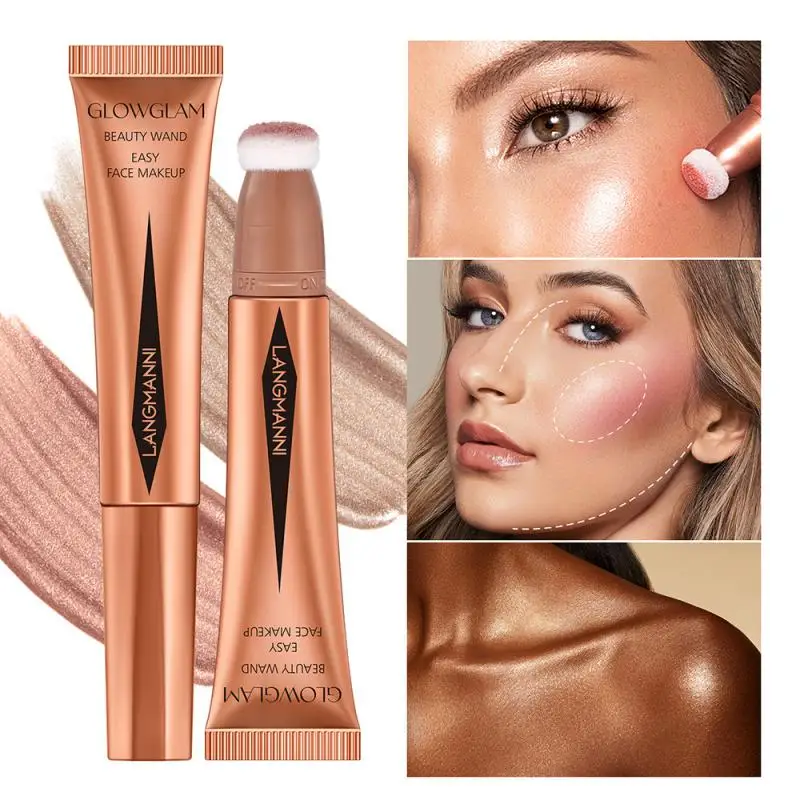

Liquid Contour Pen With Cushion Shimmer Highlight Moisturizing Creamy Natural Soft Liquid Blush For Cheeks High Gloss Makeup