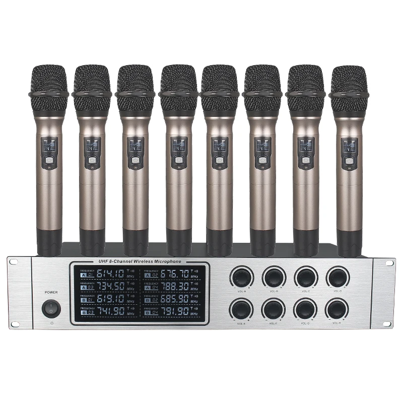 

EPXCM/GU-880 Wireless Microphone System UHF Professional Microphone 8 Channel Dynamic Professional 8 Handheld Karaoke Stage KTV