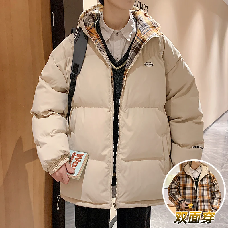 

Cotton-Padded Coat Men's Winter Trendy Loose Casual Both Sides Wear Jacket Bread Coat Warm Thickened