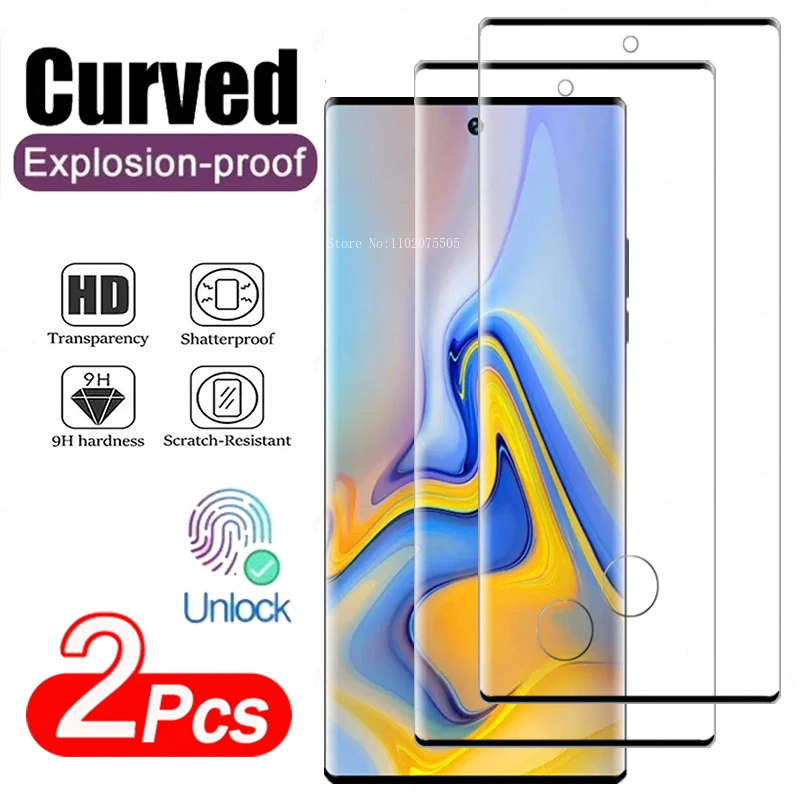 2 шт. изогнутое закаленное стекло для защиты экрана Samsung Galaxy S23 Ultra S22 S24 S20 Plus S21 FE Note