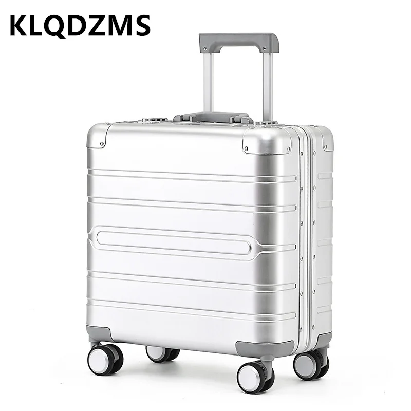 KLQDZMS 18-inch The New Suitcase Full Aluminum Magnesium Alloy Boarding Box Female Business Trolley Case Small Password Luggage