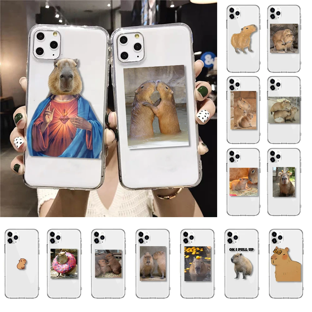 

Phone Case For iphone 14 Pro Max 13 12 11 Pro Max XS Max XR X 12mini 7 8 14 Plus SE Funny Animal Capybara Case Funda Capa Cell