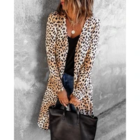 2022 women cheetah print casual cardigan spring autumn women turn down collar long sleeve outdoor coat leopard sexy women tops