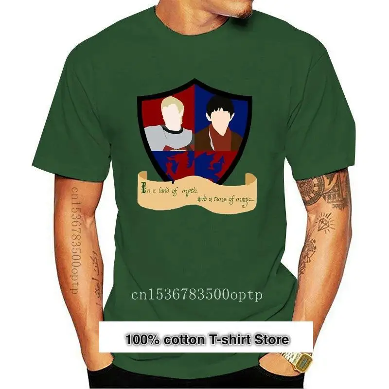 

Camiseta a la moda para hombre y mujer, camisa divertida con estampado personalizado del escudo de Merlin y Arts, nueva