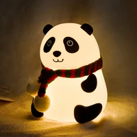 panda led night light touch sensor colorful cartoon silicone lamp battery powered bedroom bedside lamp for children kids