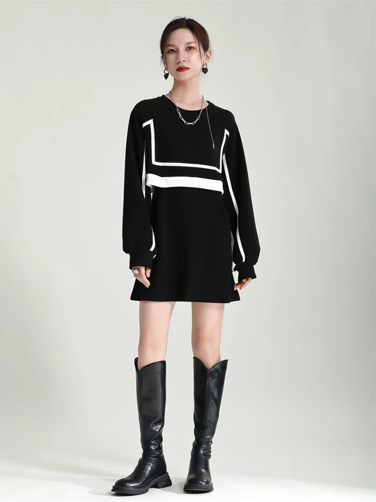 

Women Spring Dress Japan Style Black Sweater French Design Sense Small Crowd Westernized Age Reducing Holiday Two Dress D2932