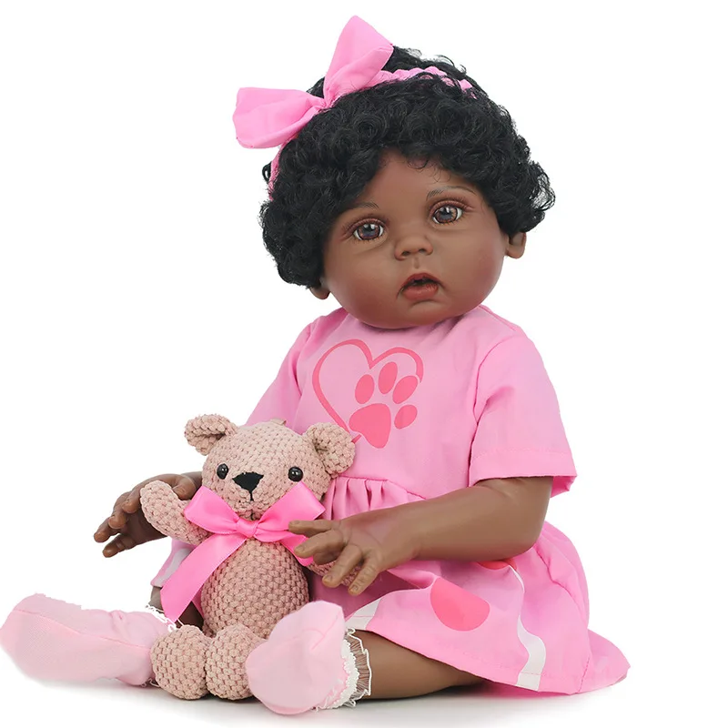 

Reborn Toddler Baby Doll Cute Black Skin Simulation Reborn Newborn Babies Doll