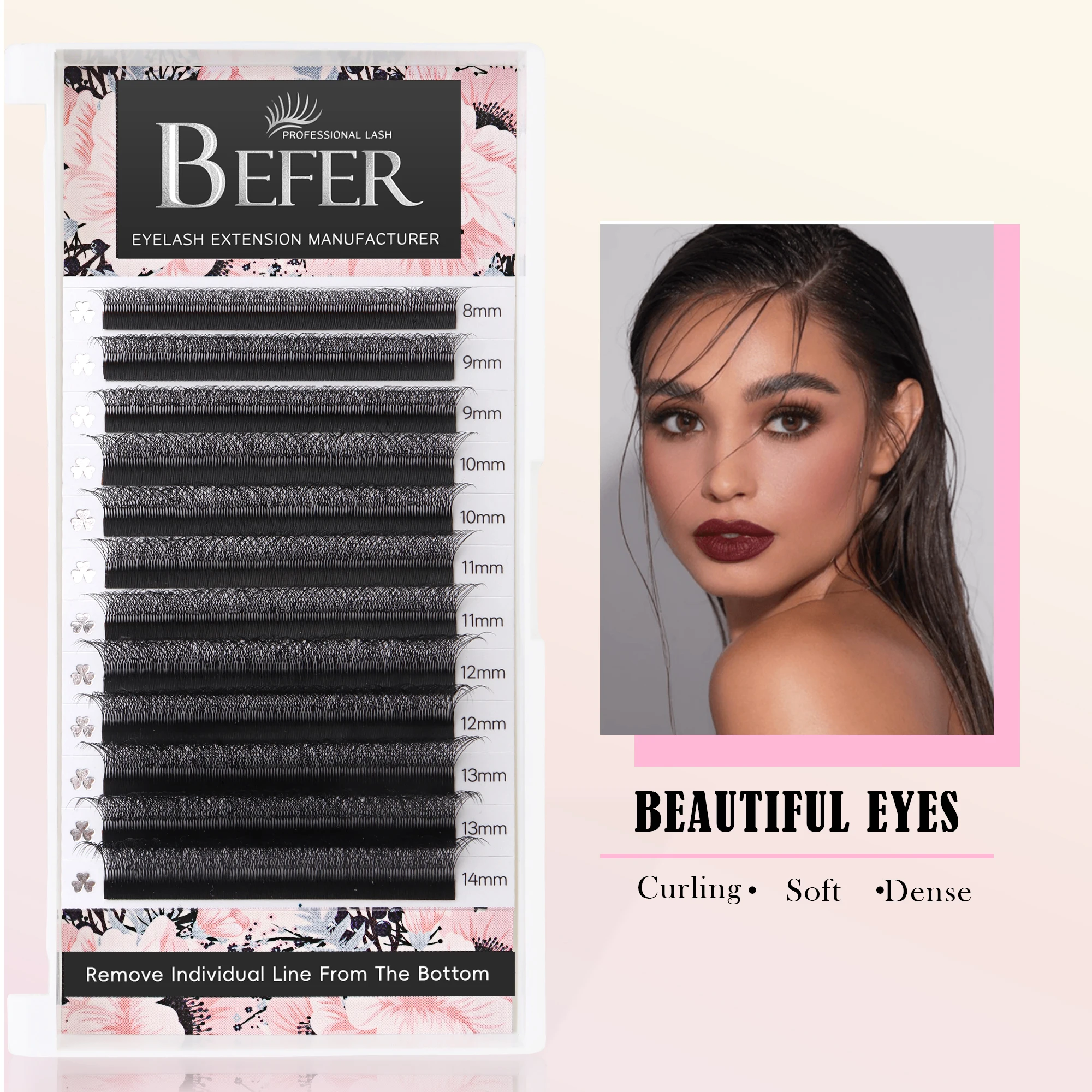 Черные накладные ресницы премиум-класса W-6D W-образной формы для ручного