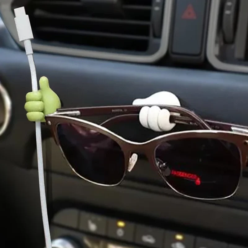 

2pcs Hand-shaped Rubber Holder Glasses Cable Power Cord Charging Line Self Adhesive Mini Hook Car Storag Organizer Gadget