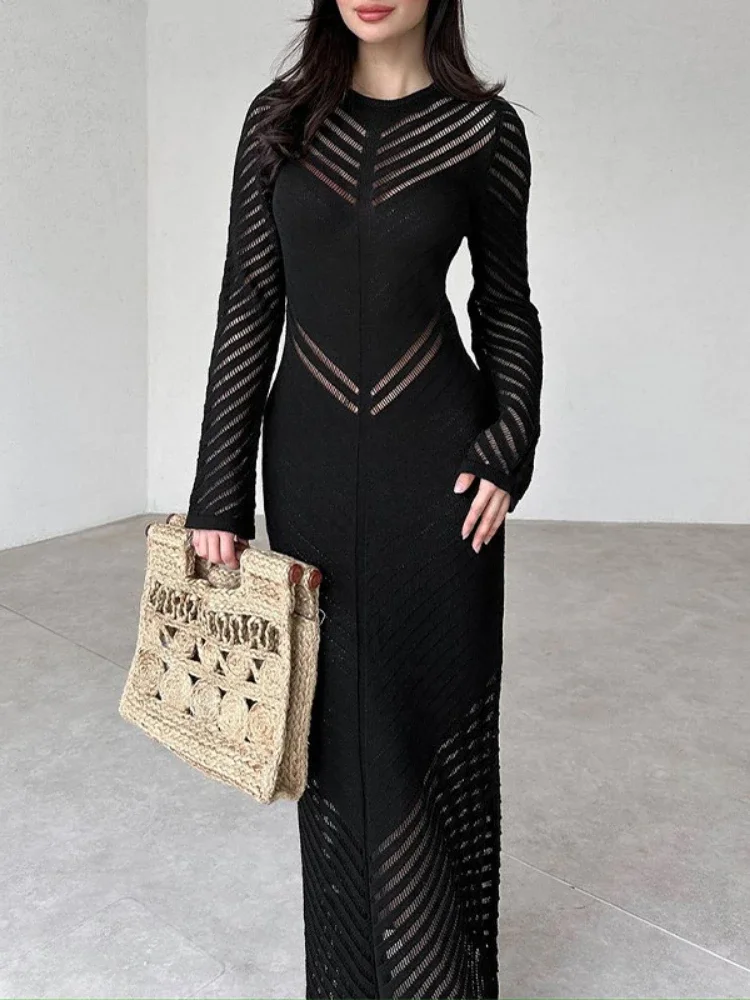 Trendix Тонкое элегантное вечернее платье женское с высокой талией и длинным